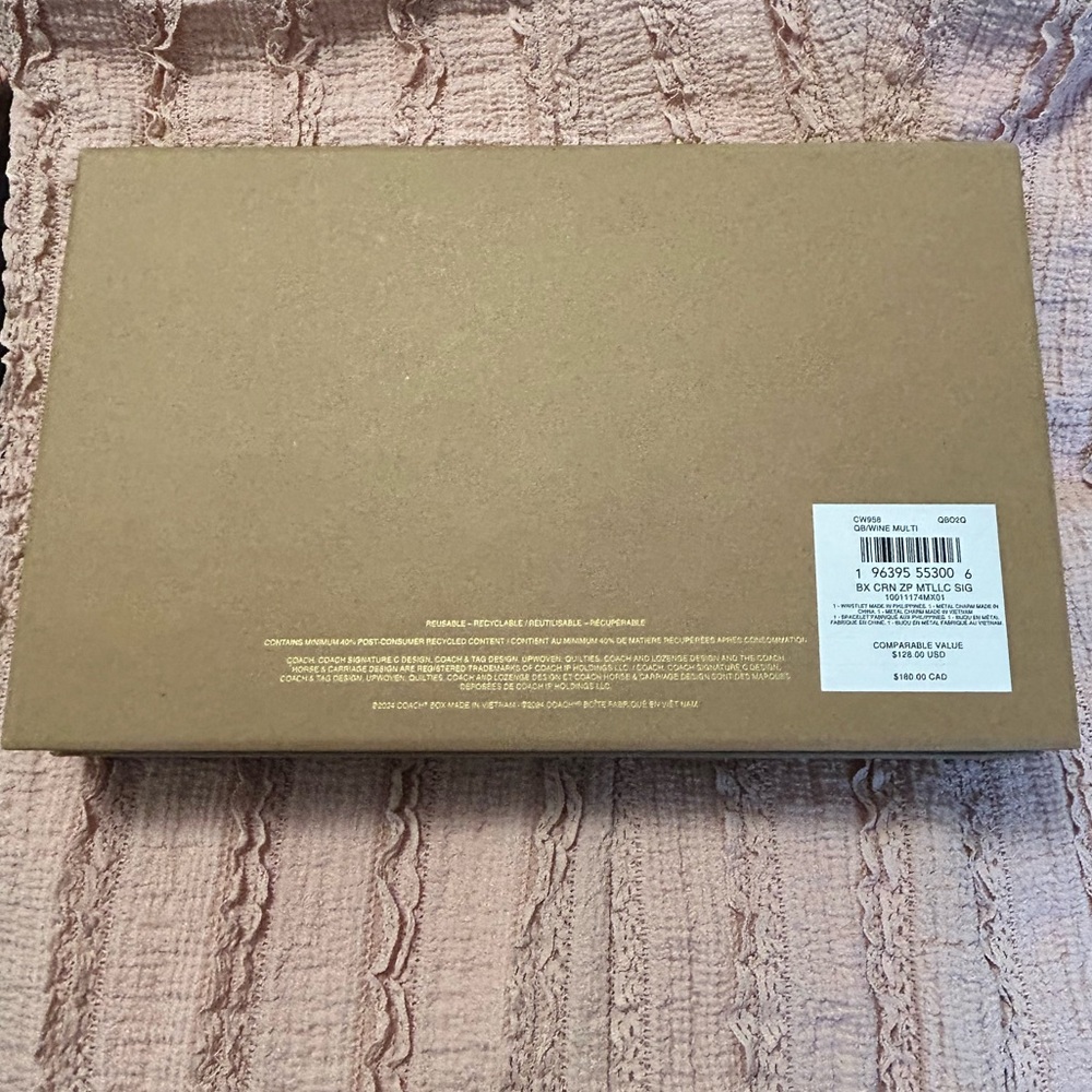Coach Signature Metallic Corner Zip Wristlet with Charms Wine still in box - Picture 5 of 7